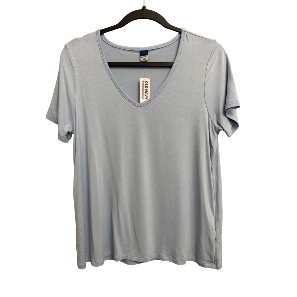 Old Navy Luxe V-Neck Tee Cashblue Short Sleeve Rayon Blend Top S 796584-08-1